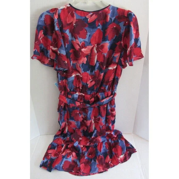Draper James Midi Flutter Sleeve Lined Wrap Dress Blue Floral Size Small NWT - Picture 2 of 5